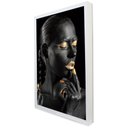 Ver imagem 1 de Quadro Decorativo Caixa Mulher Artística Tacolado Moldura Caixa Alta 4,5cm Branca sem Vidro 60 X 90c