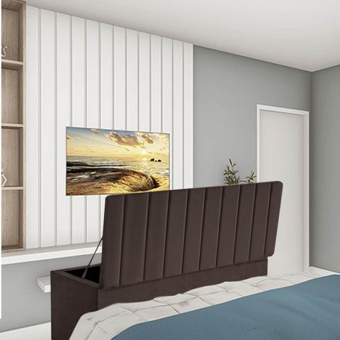 Calçadeira Baú Recamier King 190CM Carla Courino Marrom - D A DECOR