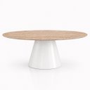 Ver imagem 1 de Mesa de Jantar Cone Oval 180x100 cm Tampo Mármore Travertino Base Laca Branca