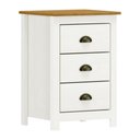 Ver imagem 1 de Mesa Cabeceira em Madeira 3 Gavetas Linha Topázio - Branco/freijó