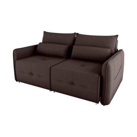 Sofá Cama 2 Lugares com Almofadas 205cm Celine Suede Marrom Matrix