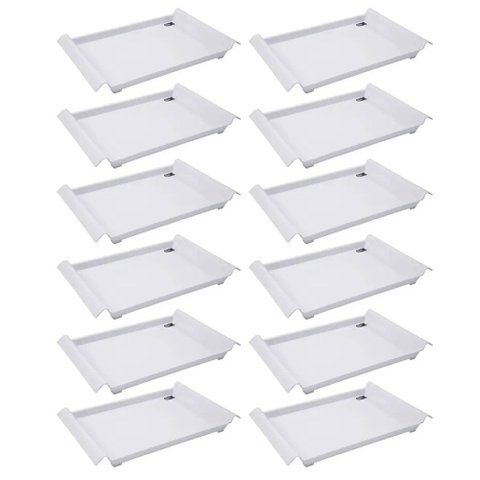 12 Bandejas de Servir com Alças 34x19cm Brancas Restaurante Café da Manhã Decorativa Coza 