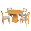 Ver imagem 2 de Conjunto Sala de Jantar Mesa Pirâmide 105cm com 4 Cadeiras MDF Palha Sintética Carvalho Rosé/Bege Cl