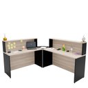 Ver imagem 3 de Balcão Atendimento de Canto em L Recepção/consultório 1400x600 Netmobil - Dubai