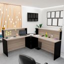 Ver imagem 1 de Balcão Atendimento de Canto em L Recepção/consultório 1400x600 Netmobil - Dubai