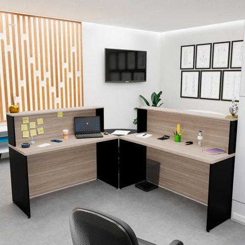 Balcão Atendimento de Canto em L Recepção/consultório 1400x600 Netmobil - Dubai