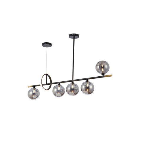 Pendente Preto Globos Fumê 120cm 5g9 Led 10w 3000k Bivolt 14605-pl