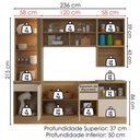 Ver imagem 3 de Cozinha Armário 6 Peças Cristaleira Balcão para Pia 258 cm Etna Carvalho Oak Off White Poliman