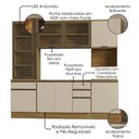 Ver imagem 4 de Cozinha Armário 6 Peças Cristaleira Balcão para Pia 258 cm Etna Carvalho Oak Off White Poliman