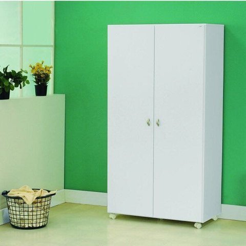 Armário Multiuso 163cm x 86cm 2 Portas 6 Nichos Espaço para Vassoura Branco