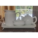 Ver imagem 2 de Jogo Café e Chá, Bandeja + Açucareiro barquinha 100ml + Chaleira 400ml + Leiteira 700ml - Porcelana