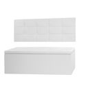Ver imagem 1 de Kit Cabeceira Painel e Calçadeira Baú Casal 1,40m Roma Material Sintético Branco Dal Poz Estofados