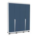 Ver imagem 2 de Roupeiro Solteiro Porto 4 Portas 4 Gavetas 161x214cm Branco/Azul 240824