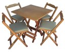 Ver imagem 1 de Jogo Mesa Dobrável Mel 70x70 E 4 Cadeiras Estofadas Creme Premium
