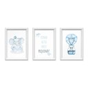 Ver imagem 1 de Kit 3 Quadros Decorativos Meu Rodapé Sonhe Alto Elefante e Balão Azul 24x34
