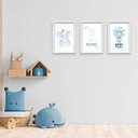 Ver imagem 2 de Kit 3 Quadros Decorativos Meu Rodapé Sonhe Alto Elefante e Balão Azul 24x34