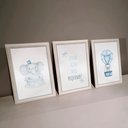Ver imagem 3 de Kit 3 Quadros Decorativos Meu Rodapé Sonhe Alto Elefante e Balão Azul 24x34