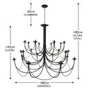 Ver imagem 2 de Lustre Triplo de Metal Rústico com 24 Bocais para Iluminação de Casa Grande