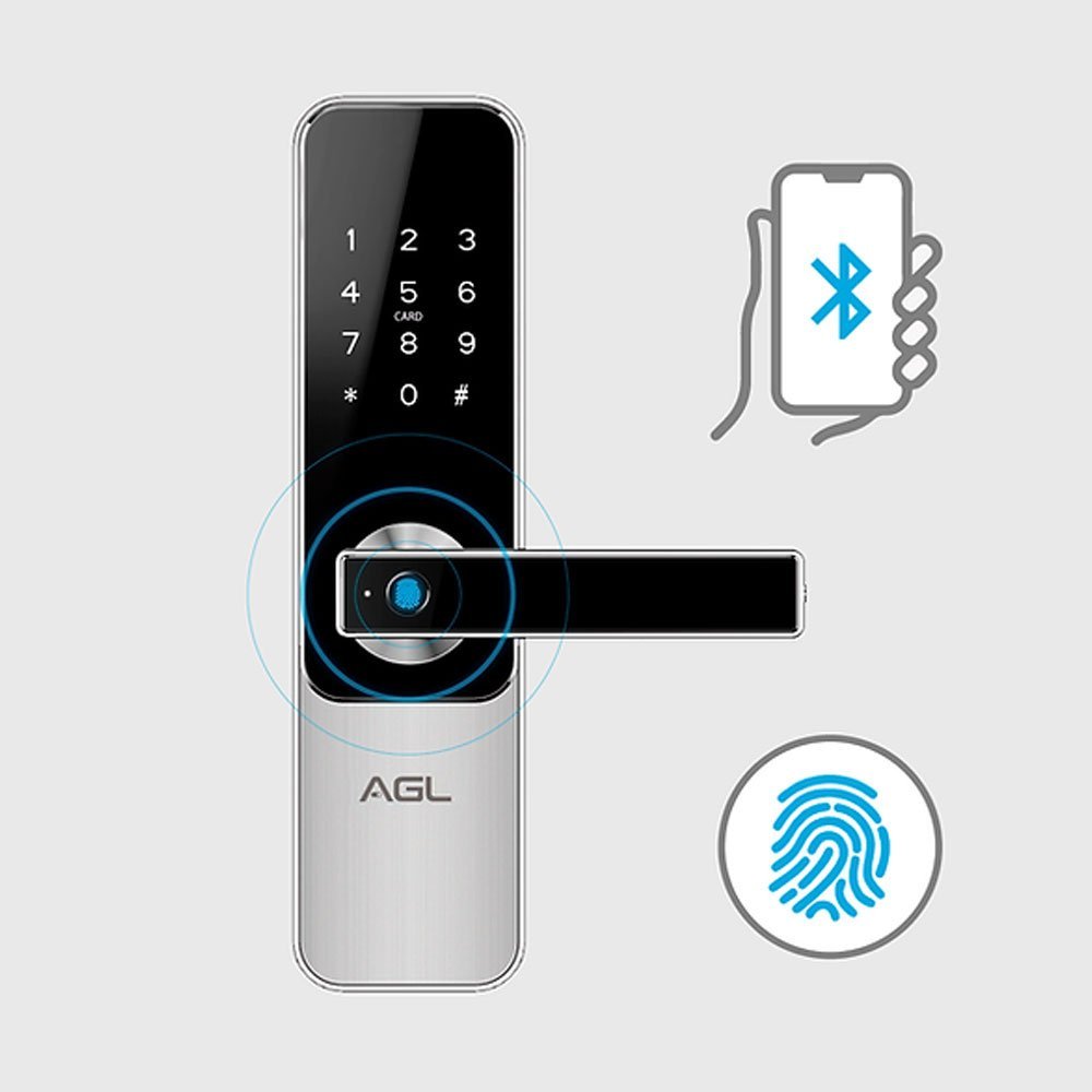 Kit 2 Fechaduras Eletrônica Digital de Embutir H30b Biometria Senha + Cartao + Chave Bluetooth Agl - 5