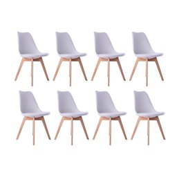 Kit 08 Cadeiras Leda Eames Jantar Cozinha com Assento Estofado Branco - 1