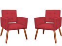 Ver imagem 1 de Kit 2 Poltronas Decorativa Camila Suede Vermelho Pés Madeira Mz Decor
