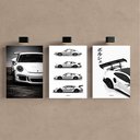 Ver imagem 2 de Kit 3 Quadro Decorativo Carro Esportivo 911 Hypercar Super Qualidade Premium Luxo Moderno 40x28cm