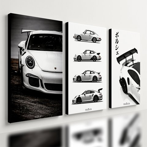 Kit 3 Quadro Decorativo Carro Esportivo 911 Hypercar Super Qualidade Premium Luxo Moderno 40x28cm