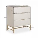Ver imagem 4 de Cômoda Square para Quarto 3 Gavetas Pés de Metal 80cm Off White Dourado Casavee