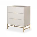 Ver imagem 5 de Cômoda Square para Quarto 3 Gavetas Pés de Metal 80cm Off White Dourado Casavee