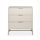 Ver imagem 1 de Cômoda Square para Quarto 3 Gavetas Pés de Metal 80cm Off White Dourado Casavee