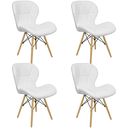Ver imagem 1 de Kit 4 Cadeiras Charles Eames Eiffel Slim Wood Estofada - Branca