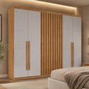 Ver imagem 1 de Guarda-Roupa Casal 100% MDF com 6 Portas e 4 Gavetas 220cm Multimóveis CR35524 Madeirado/Off White
