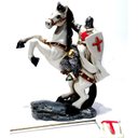 Ver imagem 2 de Cavaleiro Templário com Cavalo e Bandeira 00061 Prateado