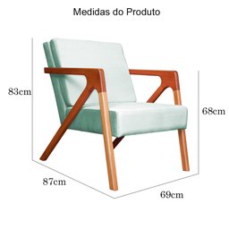 Poltrona Monalisa Decorativa Veludo Cores - DS Estofados - Acqua - 6