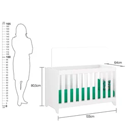 Berço Mini Cama 3 em 1 Multifuncional 133cm x 80cm Branco - 9 Berço Mini Cama 3 em 1 Multifuncional 133cm x 80cm Branco - 9