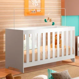 Berço Mini Cama 3 em 1 Multifuncional 133cm x 80cm Branco - 1 Berço Mini Cama 3 em 1 Multifuncional 133cm x 80cm Branco - 1