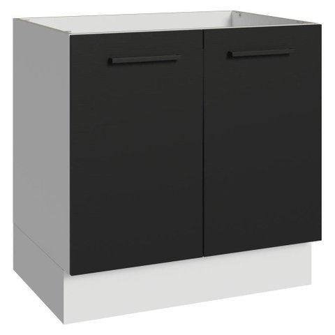 Balcão de Cozinha Agata 2 Portas MDP 80cm Branco e Preto Madesa