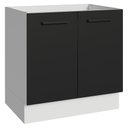 Ver imagem 1 de Balcão de Cozinha Agata 2 Portas MDP 80cm Branco e Preto Madesa