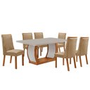 Ver imagem 1 de Mesa de Jantar Milena 180cm Tampo MDF Vidro Canto Copo com 6 Cadeiras Yasmin