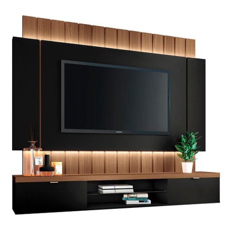 Painel Tv 55 180cm Bancada Suspensa Illuna H01 Off-castanho - Mpozenato