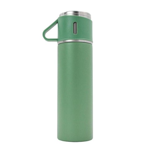 Garrafa Termica com Copo Parede Dupla Inox Squeeze 500ml Verde