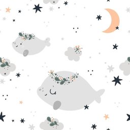 Papel de Parede Adesivo Baleia Voando N06245 Rolo de 0,58x3,00 - 2