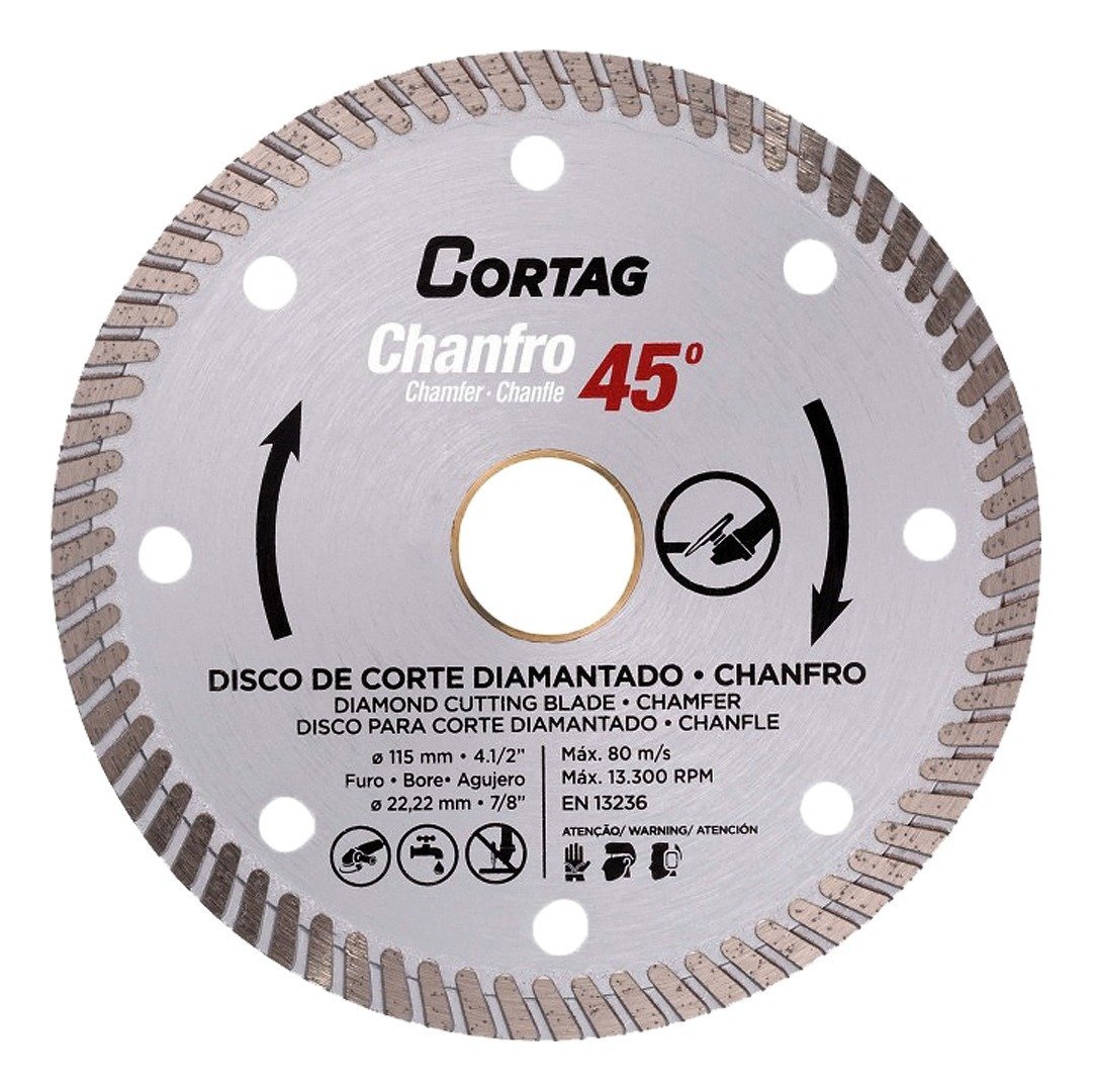 Disco Corte Diamantado Para Chanfro 45º 115mm Turbo Cortag - 1