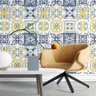Papel de Parede Adesivo Azulejo Azul e Amarelo N03026 Rolo de 0,58x3,00 - 1