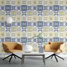 Papel de Parede Adesivo Azulejo Azul e Amarelo N03026 Rolo de 0,58x3,00 - 3