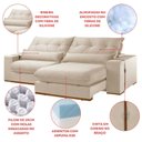 Ver imagem 6 de Sofá Retrátil Reclinável 230 cm Malta Linho Off White Yescasa