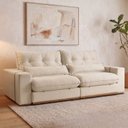 Ver imagem 1 de Sofá Retrátil Reclinável 230 cm Malta Linho Off White Yescasa