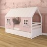 Bicama Casinha Encantada Madeira Maciça Rosa/ Branco Megamobilia - 1