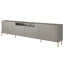Ver imagem 4 de Rack para Sala de Estar Tv 75 Pol 4 Portas Pés Industrial Dourado Alef I03 Grigio - Lyam Decor