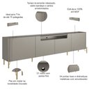Ver imagem 2 de Rack para Sala de Estar Tv 75 Pol 4 Portas Pés Industrial Dourado Alef I03 Grigio - Lyam Decor